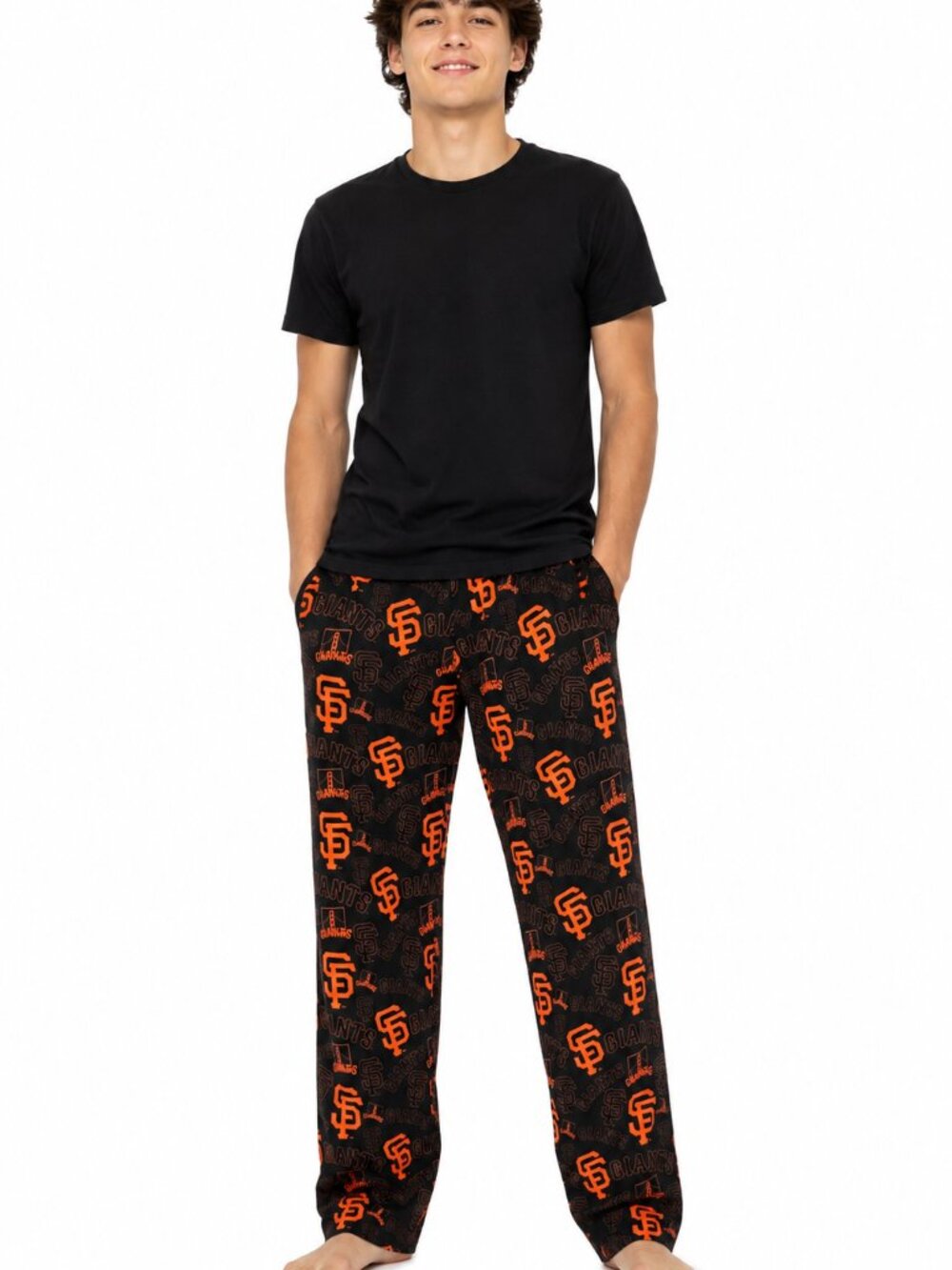 San Francisco Giants Men Pants Size 42 x 34 Black Orange Belt Loops Pockets New